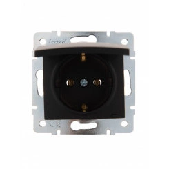 KARINA Розетка с/з с крышкой ПБТ чёрный бархат (10шт/120шт)