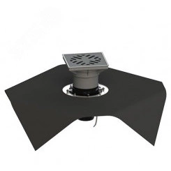 трап вертикальный дворовый регулируемый тп-616.110в-э с выходным диаметром 110 мм, с прижимным фланцем, чугунной решеткой, с битумно-полимерной прокладкой и обогревом