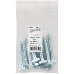 Шуруп DIN571 10х60 сантехнический, шестигранная головка (10шт) Шуруп DIN571 10х60 сантехнический, шестигранная головка (10шт)