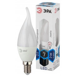 Лампа светодиодная LED BXS-7W-840-E14 (диод, свеча на ветру, 7Вт, нейтр, E14 (10/100/2800)