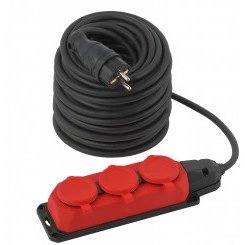 Удлинитель силовой UK-3e-3x1,5-40m-IP44(KG) с заземлением 3 розетки каучук 40м КГ 3х1,5мм2 IP44