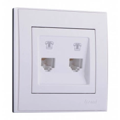 Розетка RAIN телефонная двойная евро белая Розетка RAIN телефонная двойная евро белая
