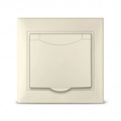 Севиль Розетка с заземлением с крышкой слоновая кость (ivory)