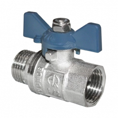 Кран шаровой ВН 3/4 бабочка никелированный Кран шаровой ВН 3/4 бабочка никелированный