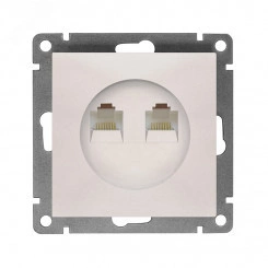 Розетка компьютерная двухместная серия Афина с/у, 1А, RJ45, жемчуг (еврослот) Розетка компьютерная двухместная серия Афина с/у, 1А, RJ45, жемчуг (еврослот)