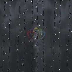 Гирлянда светодиодный Дождь 2х3 м, постоянное свечение, черный провод, 230 В, диоды белые Гирлянда светодиодный Дождь 2х3 м, постоянное свечение, черный провод, 230 В, диоды белые