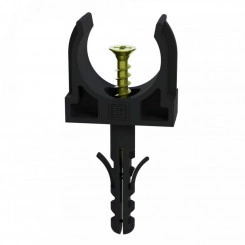 Крепеж-клипса с дюбелем и саморезом черная д16 в малой упаковке (10шт/900шт уп/кор)