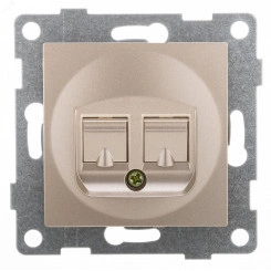 Ugra Розетка компьютерная RJ45, двойная, скрытая установка. шампань Ugra Розетка компьютерная RJ45, двойная, скрытая установка. шампань