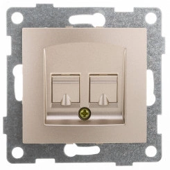 Bravo Розетка компьютерная и телефонной (RJ45, RJ12), скрытая установка. шампань Bravo Розетка компьютерная и телефонной (RJ45, RJ12), скрытая установка. шампань