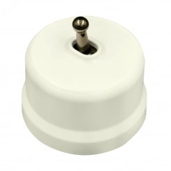 Выключатель Лизетта 1-кл., пластик, цвет Слоновая кость, Бронза (тумблерный)