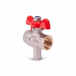 Кран шаровой полнопроходной для подключения датчика температуры, ручка-бабочка, ВВ 1/2 Кран шаровой полнопроходной для подключения датчика температуры, ручка-бабочка, ВВ 1/2