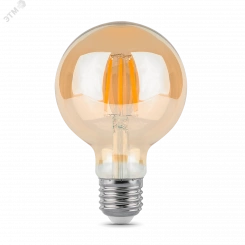 Лампа светодиодная филаментная LED 6 Вт 620 лм 2400К AC185-265В E27 шар G95 теплая золотистая колба диммируемая Black Filament Gauss