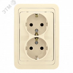 Лондон Розетка двойная с заземлением 16А бежевая