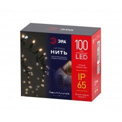 Светодиодная новогодняя гирлянда нить белый каучук 10 м тёплый свет 100 LED, IP65 ERAPS-WK10