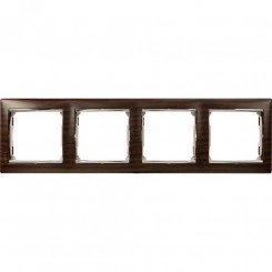 VALENA Рамка 4 поста горизонтальный монтаж темное дерево/серебро VALENA Рамка 4 поста горизонтальный монтаж темное дерево/серебро