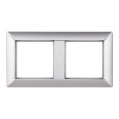 Рамка 2-местная для вертикальной и горизонтальной установки. Серия- Eco Profi. Материал- термопласт. Цвет- алюминий (крашеный)