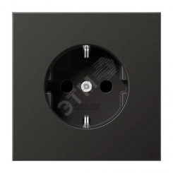 Штепсельная розетка SCHUKO одинарная, с заземлением, без шторок, 16A, 250В  (механизм + накладка, без рамки). Серия LS990  Материал- металл  антрацит