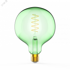 Лампа светодиодная филаментная LED 5 Вт 190 лм 1800К AC185-265В E27 шар G125 теплая зеленая колба Black Filament Gauss