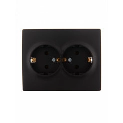 KARINA Розетка двойная с/з ПБТ чёрный бархат (10шт/120шт)