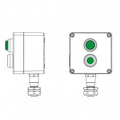 Взрывозащищенный пост управления из алюминия CPE-A-12-(1xP1G(11)-1xLG(250))-1xKAEPM2MHK-20(C)1Ex d e IIC Т5 Gb / Ex tb IIIC T95°C Db IP66