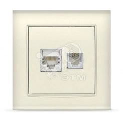 Розетка Бриллиант компьютерная + TF слоновая кость