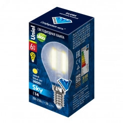 Лампа светодиодная LED 6вт 200-250В шар матовое 500Лм Е14 3000К Sky филамент Лампа светодиодная LED 6вт 200-250В шар матовое 500Лм Е14 3000К Sky филамент