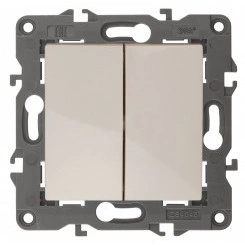 Переключатель двойной, 10АХ-250В, Эра Elegance, сл.кость,14-1106-02 Переключатель двойной, 10АХ-250В, Эра Elegance, сл.кость,14-1106-02
