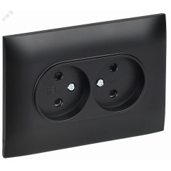 SKANDY Розетка 2-местная без заземления с защитными шторками 10А в сборе SK-R09Bl черный IEK