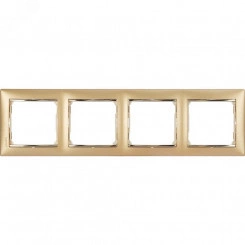 VALENA Рамка 4 поста горизонтальная матовое золото