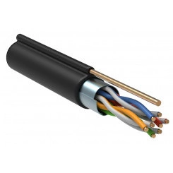 Витая пара F/UTP кат.5е 4 пары 24AWG LDPE с мет тросом 12мм черный 305м Витая пара F/UTP кат.5е 4 пары 24AWG LDPE с мет тросом 12мм черный 305м