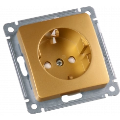 MASTER Розетка одноместная с заземляющим контактом, со шторками, скрытой установки, в рамку, золото