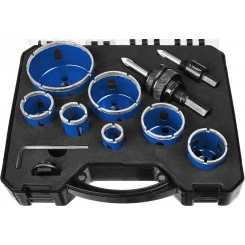 Набор коронок алмазных с оснасткой, D=20, 25, 32, 35, 40, 50, 68 мм, 7 коронок, Профессионал Набор коронок алмазных с оснасткой, D=20, 25, 32, 35, 40, 50, 68 мм, 7 коронок, Профессионал