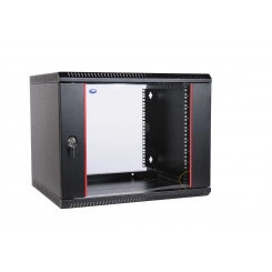 Шкаф телекоммуникационный настенный разборный 12U (600х520) дверь стекло черный