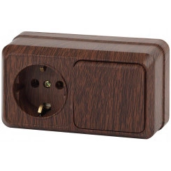 Блок розетка+выкл. гориз. 10(16)А-250В, ОУ, Quadro, венге, 2-701-10 Блок розетка+выкл. гориз. 10(16)А-250В, ОУ, Quadro, венге, 2-701-10