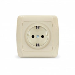 Маргарита розетка одноместная  с/з, с/у, 16А, 220В, сл.кость (ivory) (еврослот)