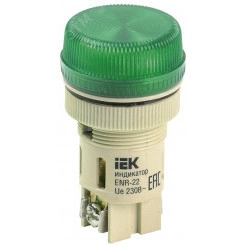 Лампа ENR-22 сигнальная зеленая с подсветкой неон 240В Лампа ENR-22 сигнальная зеленая с подсветкой неон 240В