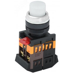 Кнопка белая ABLFP-22 1з+1р с подсветкой неон 240В Кнопка белая ABLFP-22 1з+1р с подсветкой неон 240В