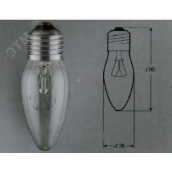 Лмпа накаливания ДС 230-40вт Е14 Свеча Калашниково Лмпа накаливания ДС 230-40вт Е14 Свеча Калашниково