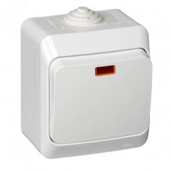 ЭТЮД Выключатель одноклавишный наружный с подсветкой IP44 белый ЭТЮД Выключатель одноклавишный наружный с подсветкой IP44 белый