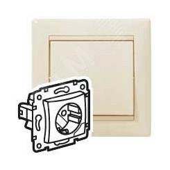 VALENA Розетка с заземлением с механической системой выталкивания вилки кремовая