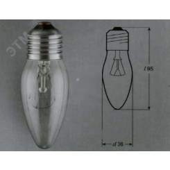 Лампа накаливания ДС 230-60вт Е27 Свеча Калашниково