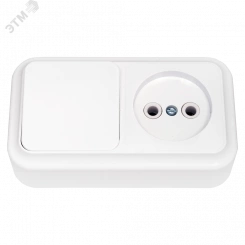 Беларусь Блок наружный: выключатель одноклавишный + розетка без заземления Пралеска Беларусь Блок наружный: выключатель одноклавишный + розетка без заземления Пралеска