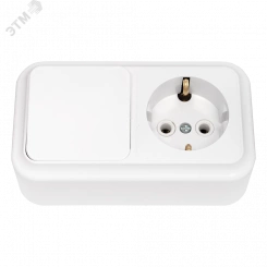 Беларусь Блок: выключатель одноклавишный + розетка с заземлением наружный Пралеска Беларусь Блок: выключатель одноклавишный + розетка с заземлением наружный Пралеска