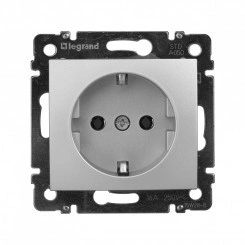 VALENA Розетка с заземлением в рамку алюминий VALENA Розетка с заземлением в рамку алюминий