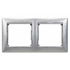 VALENA Рамка 2 поста горизонтальная алюминий VALENA Рамка 2 поста горизонтальная алюминий