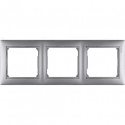 VALENA Рамка 3 поста горизонтальная алюминий VALENA Рамка 3 поста горизонтальная алюминий