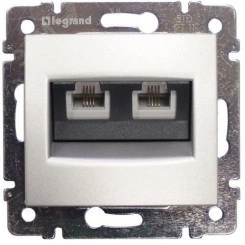 VALENA Розетка телефонная RJ11х2 алюминий