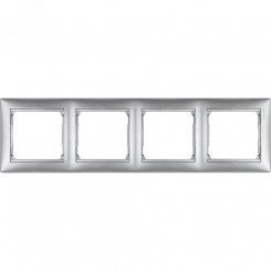 VALENA Рамка 4 поста горизонтальная алюминий VALENA Рамка 4 поста горизонтальная алюминий