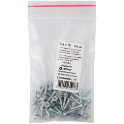 Шуруп универсальный 3,5х16 потайная головка, остроконечный, оцинкованный (100шт) Шуруп универсальный 3,5х16 потайная головка, остроконечный, оцинкованный (100шт)