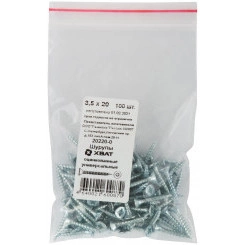 Шуруп универсальный 3,5х20 потайная головка, остроконечный, оцинкованный (100шт) Шуруп универсальный 3,5х20 потайная головка, остроконечный, оцинкованный (100шт)